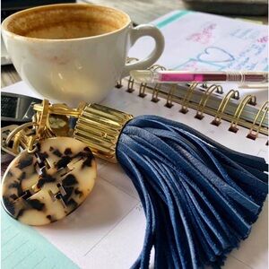 India Hicks Navy leather tassel for Bags, accessories and keychain